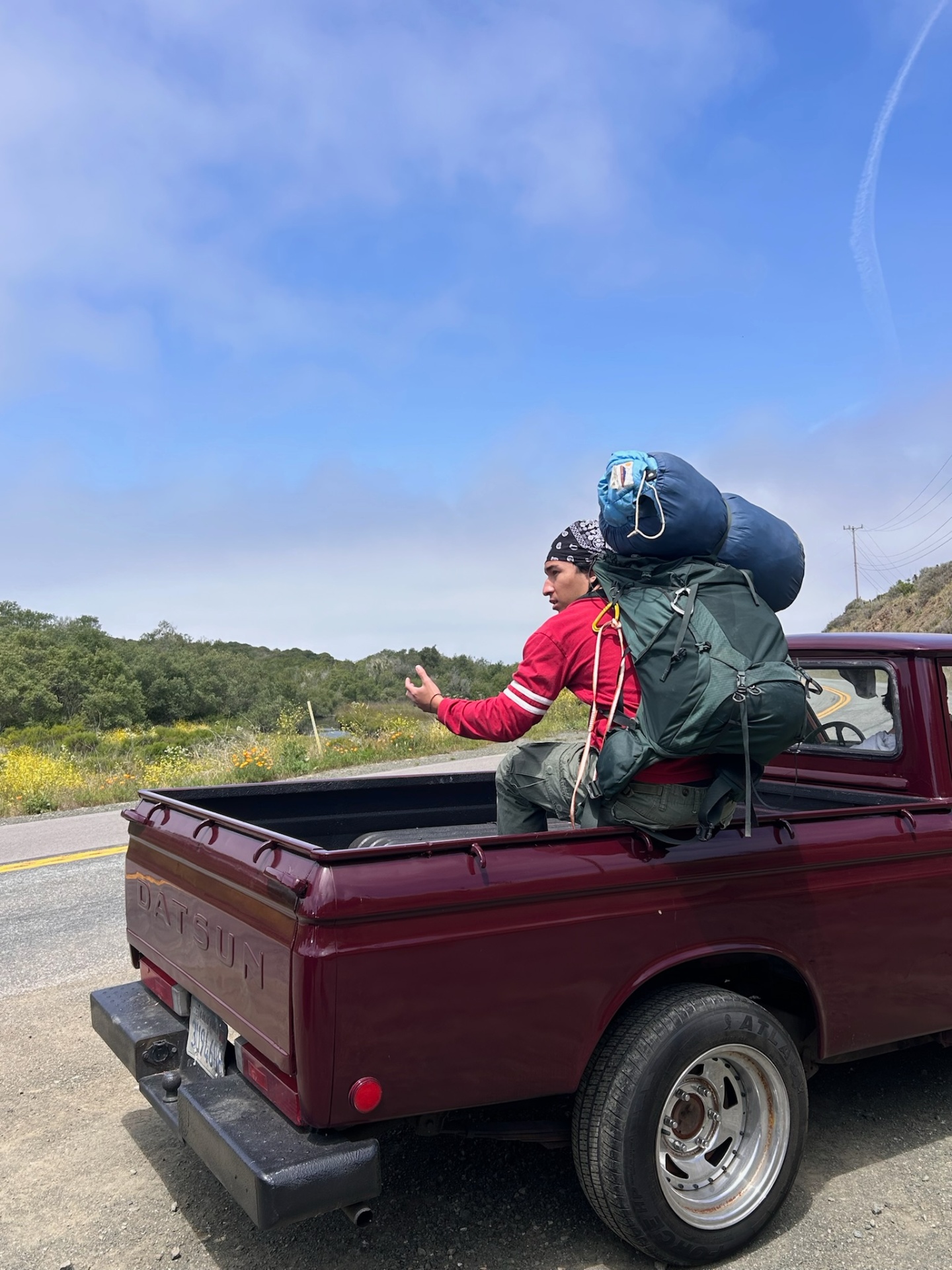 The Hitchhiker · riding in the Datsun