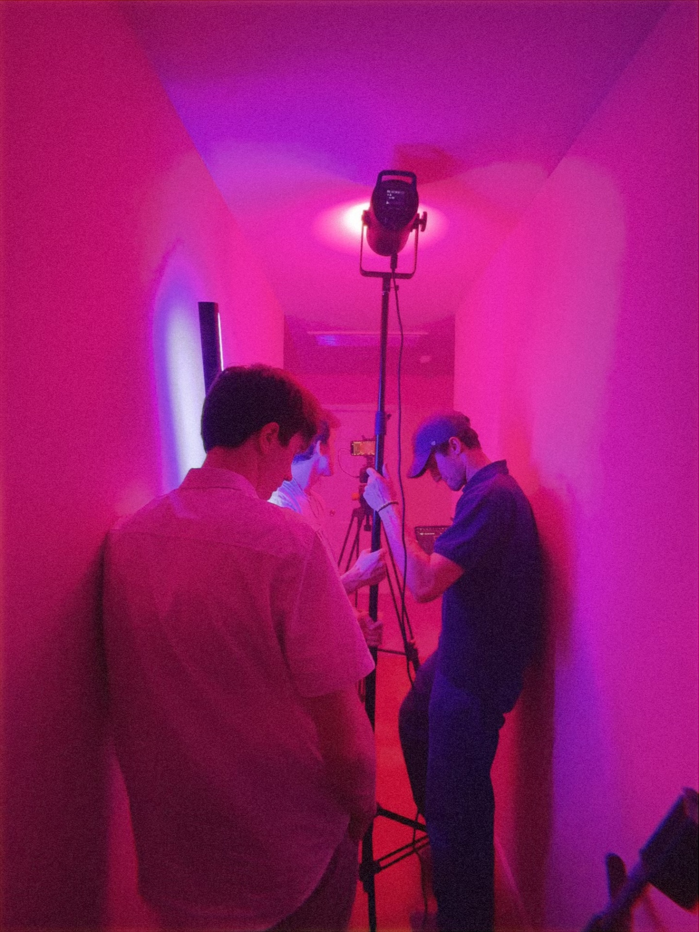 Pink hallway · lighting the wall